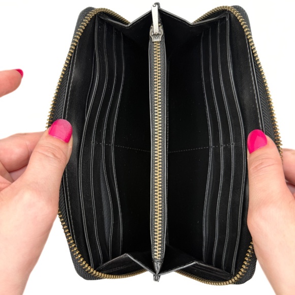 Coach Black Long Accordion Zip Wallet - Picture 6 of 15